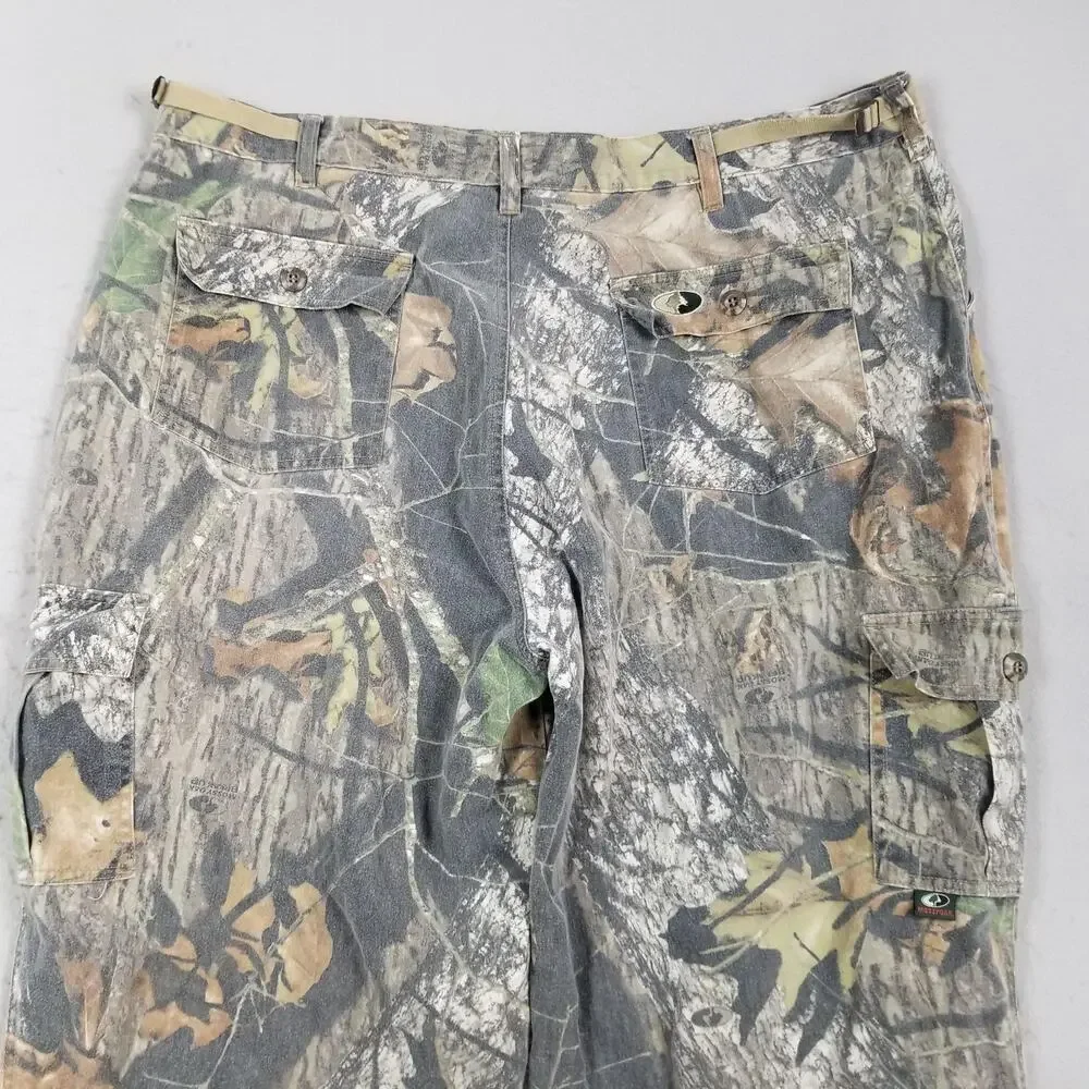 Mossy Oak Cargo Pants Mens 2XL 42x32‎ Brown Camouflage Adjustable Waist Hunting